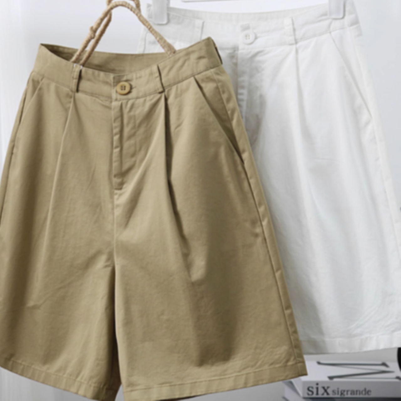 骨格ウェーブ ハイウエスト スリムハーフパンツ